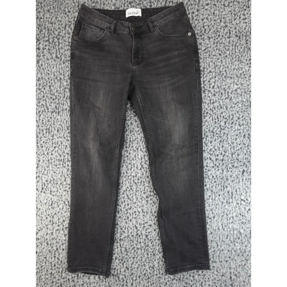 DU/ER Performance Denim Jeans Womens 27x28 Black Good Slim Straight‎ WFLR2616
